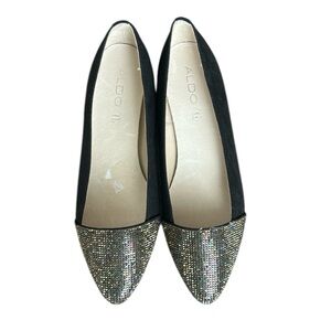 Aldo‎ Rhinestone Flats Silver/Rainbow/Black Ballet Pointed Toe Party Edgy 8